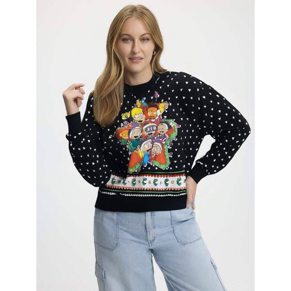 Nickelodeon Rugrats Light Up Christmas Sweater Pullover - Black Size Small